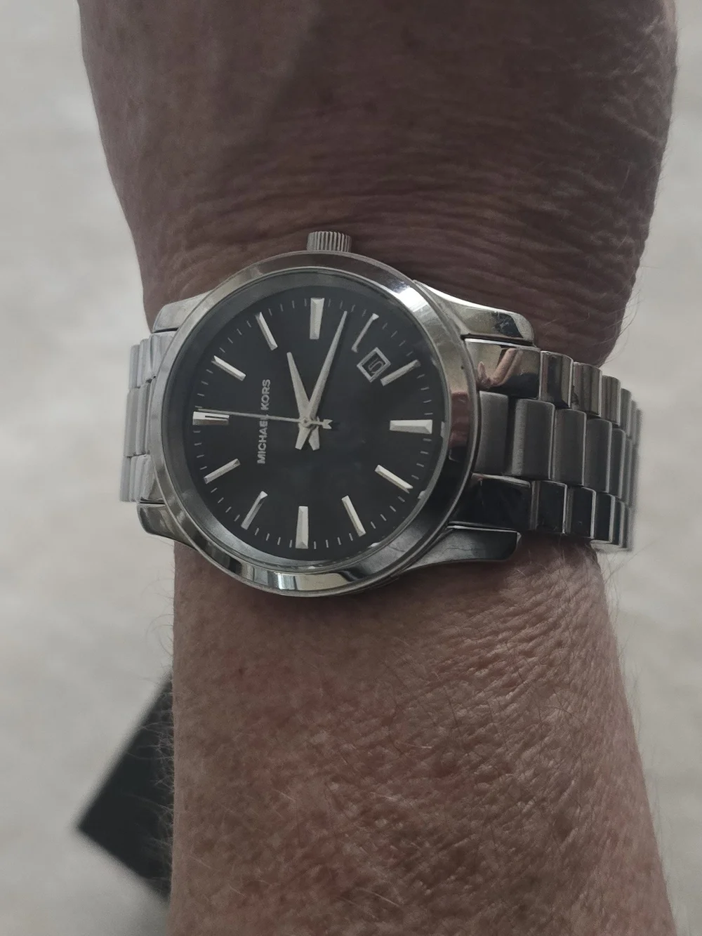Michael Kors Men's Stainless Steel Silver Watch with Black Dial